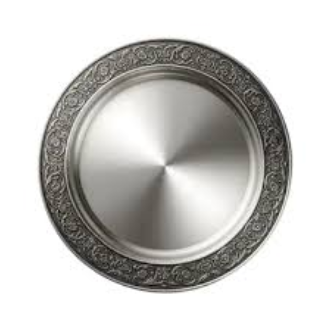 L-163BFG SILVER CHARGER TRAY WITH LINES